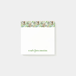 Add Your Name   Tropical Watercolor Sloth Pattern Post-it Notes