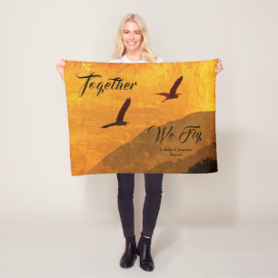 Add your name Two birds fly together Fleece Blanket