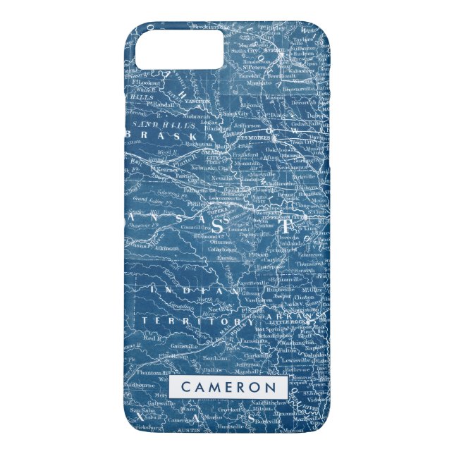 Add Your Name | US Map Blueprint Case-Mate iPhone Case (Back)