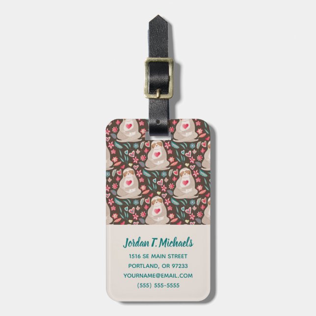 Add Your Name | Valentine Sloth Pattern Luggage Tag (Front Vertical)