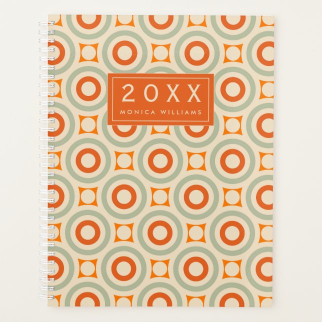 Add Your Name | Vintage Geometric Circle Pattern Planner (Front)