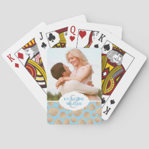 Add Your Name Vintage Style Seashell Pattern Playing Cards