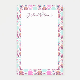 Add Your Name   Watercolor Hexagon Pattern Post-it Notes