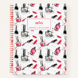 Add Your Name Watercolor Nail Polish Pattern Notebook