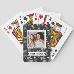 Add Your Name Watercolor Palm Pattern Playing Cards