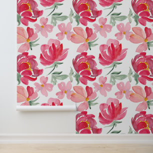 Add Your Name   Watercolor Peony Pattern Wallpaper