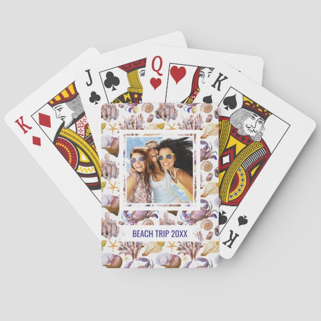 Add Your Name | Watercolor Sea Life Pattern Playing Cards (Back)