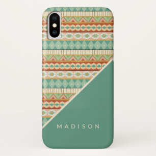 Add Your Name   Watercolor Tribal Pattern iPhone X Case