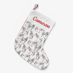 Add Your Name   Watercolor Unicorn Fairy Tale Small Christmas Stocking