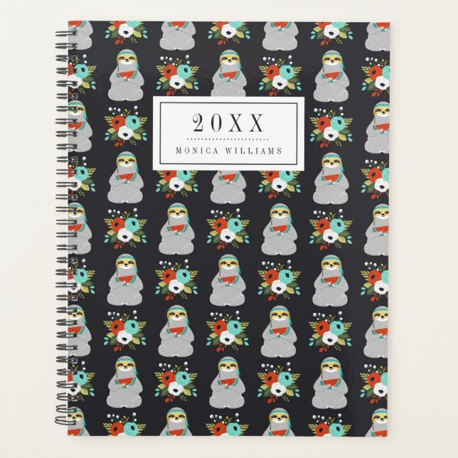 Add Your Name | Watermelon Sloth Pattern Planner (Front)