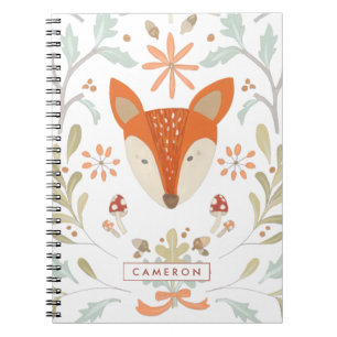 Add Your Name Whimsical Woodland Fox Notebook