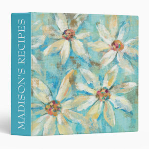 Add Your Name White Daisies on Blue Binder