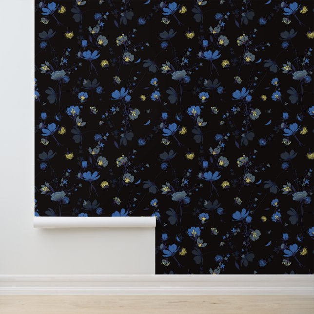 Add Your Name | Wind Blown Floral Pattern Wallpaper (Application)