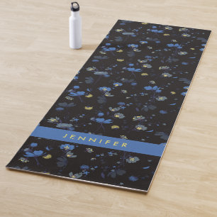 Add Your Name   Wind Blown Floral Pattern Yoga Mat