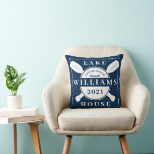 Add Your Name & Year   Lake House Throw Pillow
