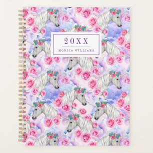 Add Your Name/Year   Unicorns & Roses Pattern Planner