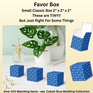 Add Your Names Cobalt Blue & White Roses Favor Box