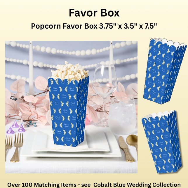 Add Your Names Cobalt Blue & White Roses Favor Box (Creator Uploaded)