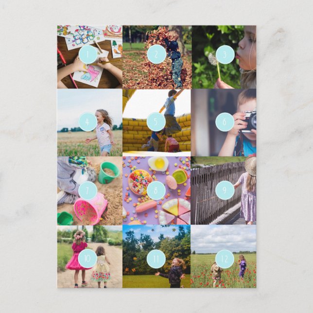 Add your own 12 Photos Customisable Card  (Front)