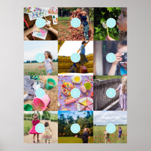 Add your own 12 Photos Customisable Card Poster