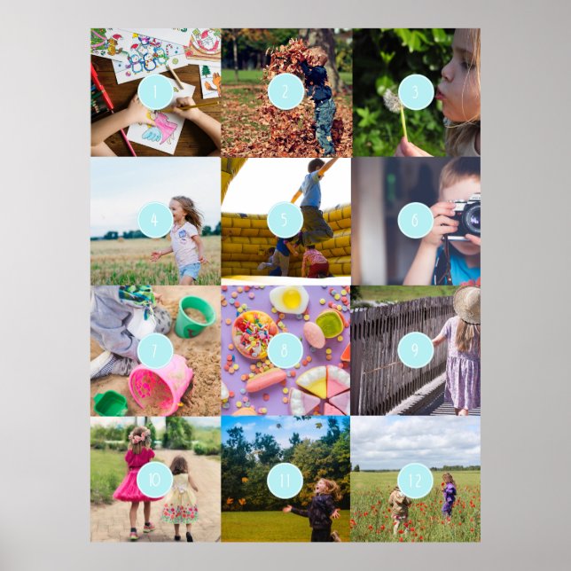 Add your own 12 Photos Customisable Poster (Front)