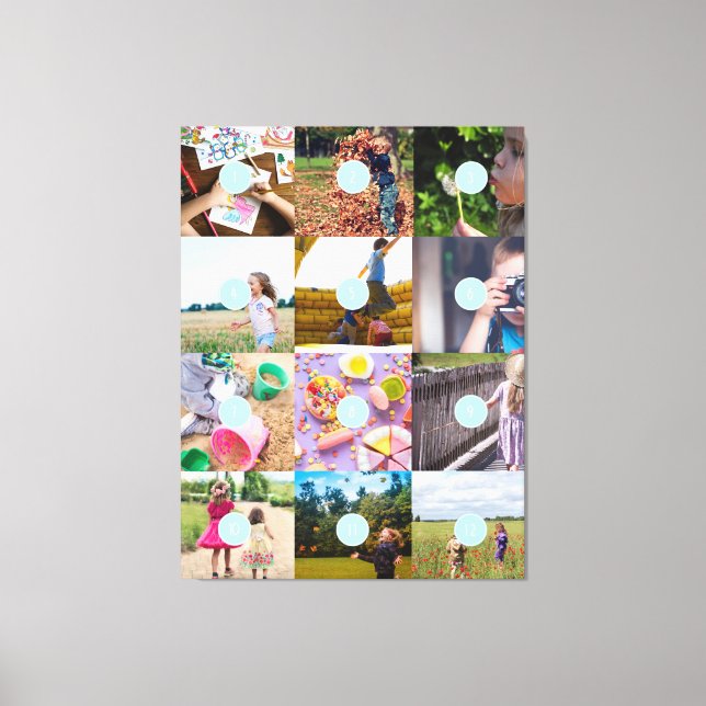 Add your own 12 Photos Customizable Canvas Print (Front)