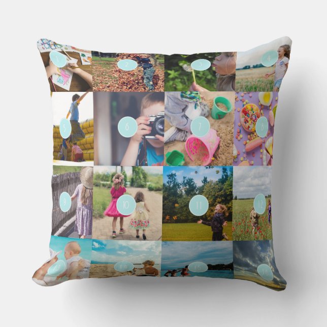 Add your own 16 Photo Customizable Collage Cushion (Front)