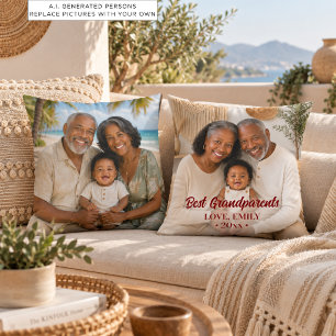 Add Your Own 2 Photos Best Grandparents Throw Pillow