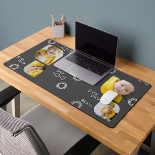 Add Your Own 4 Photographs and Text Personalized  Desk Mat