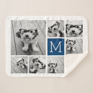 Add Your Own 8 Photo Collage -- CAN edit COLOR Sherpa Blanket
