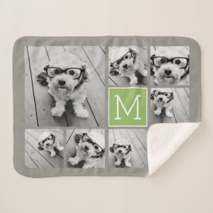 Add Your Own 8 Photo Collage -- CAN edit COLOR Sherpa Blanket