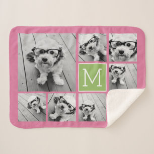 Add Your Own 8 Photo Collage -- CAN edit COLOR Sherpa Blanket