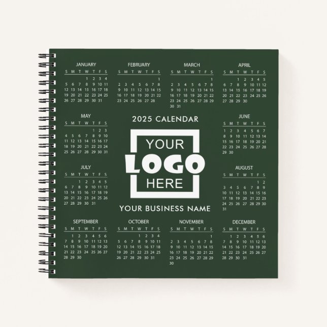 Add Your Own Business Logo 2025 Calendar Notebook (Front)