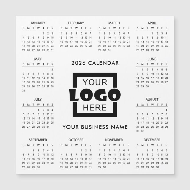 Add Your Own Business Logo 2026 Calendar | Magnet (Front)