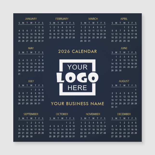 Add Your Own Business Logo 2026 Calendar | Magnet (Front)