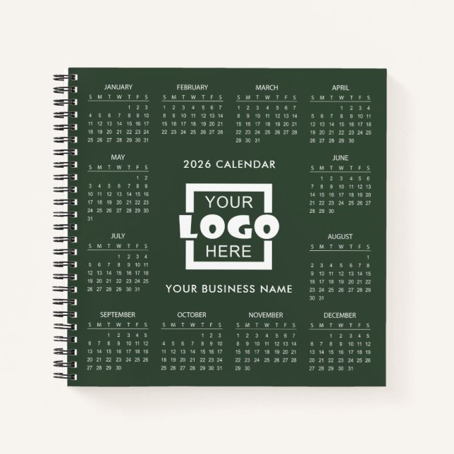 Add Your Own Business Logo 2026 Calendar |  Notebook (Front)