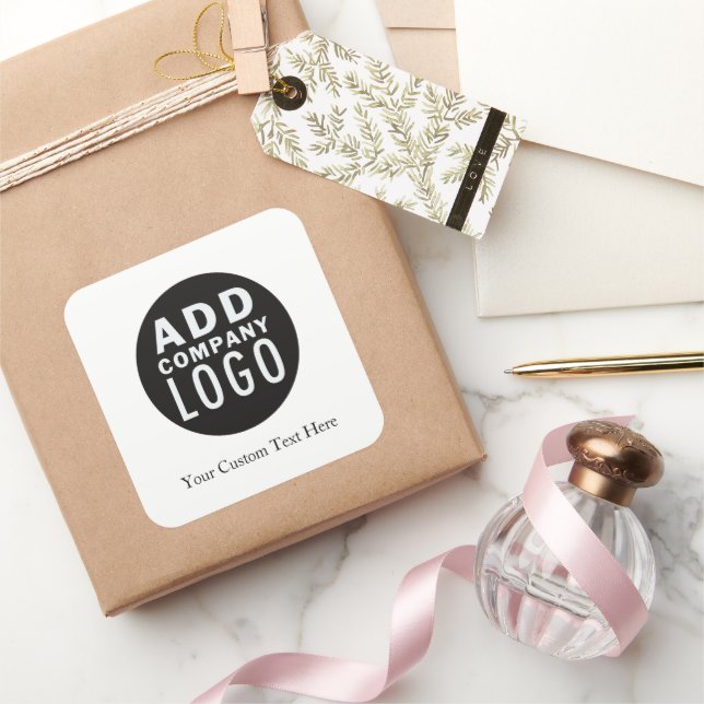 Add Your Own Business Logo Custom Text  Square Sticker (Gifting)