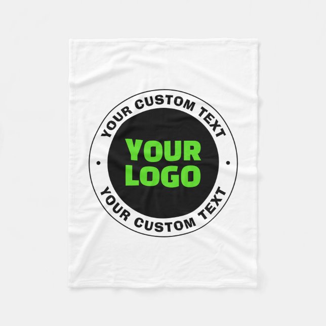 Add Your Own Business Logo or Uploaded Design Fleece Blanket (Front)