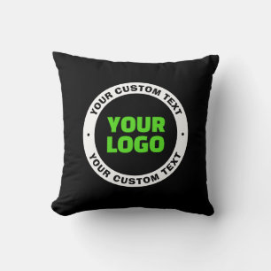 Add Your Own Business Logo or Uploaded Design Throw Pillow