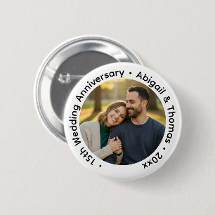 Add Your Own Couple Photo 15th Wedding Anniversary 2 Inch Round Button