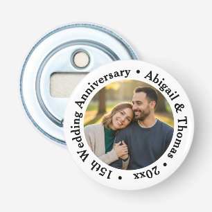 Add Your Own Couple Photo 15th Wedding Anniversary Bottle Opener