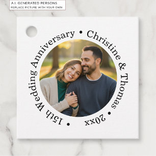 Add Your Own Couple Photo 15th Wedding Anniversary Favour Tags