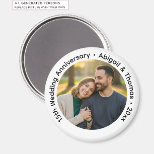 Add Your Own Couple Photo 15th Wedding Anniversary Magnet