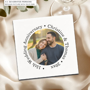 Add Your Own Couple Photo 15th Wedding Anniversary Napkin