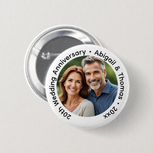 Add Your Own Couple Photo 20th Wedding Anniversary 2 Inch Round Button