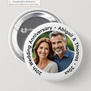Add Your Own Couple Photo 20th Wedding Anniversary 2 Inch Round Button