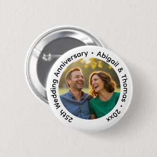 Add Your Own Couple Photo 25th Wedding Anniversary 2 Inch Round Button