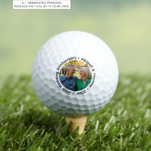 Add Your Own Couple Photo 30th Wedding Anniversary Golf Balls