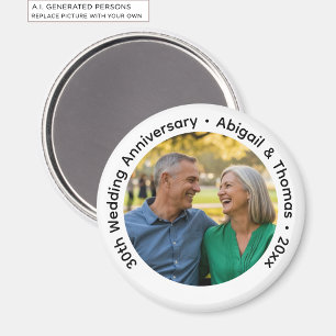 Add Your Own Couple Photo 30th Wedding Anniversary Magnet