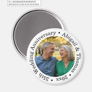 Add Your Own Couple Photo 35th Wedding Anniversary Magnet